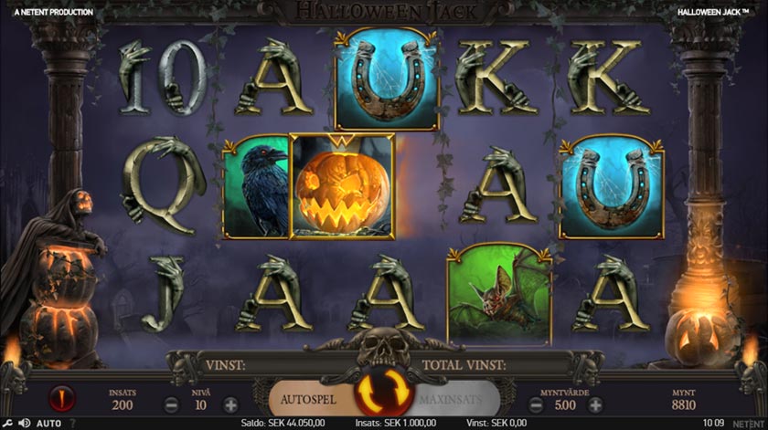 Ett mer skrämmande spelupplägg hittar du hos Halloween Jack